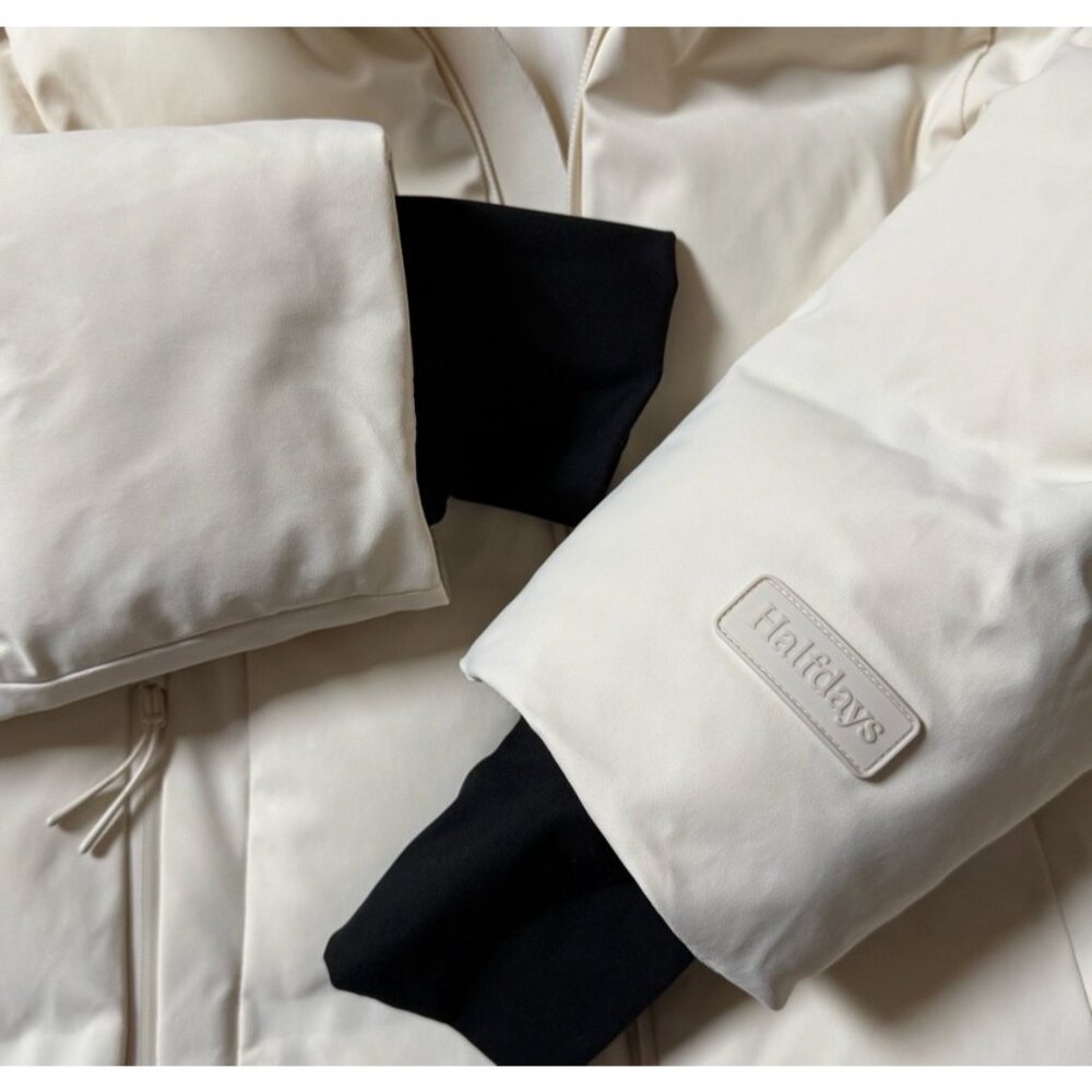 Halfdays Georgie Puffer Jacket Oatmilk XL, New with tags, Removable Hood - Picture 6 of 9